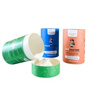 Tubo de papel en polvo para envasado de suplementos nutricionales personalizado con impresión de diseño en cuatro colores