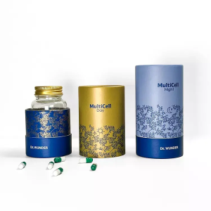 Eco friendly biodegradable suplemento botella cajas alimentos kraft cartón tubo proteína en polvo envasado