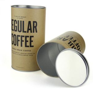 Venta al por mayor de café en polvo envasado Latas de papel Kraft con tapas de metal Tapón de hojalata